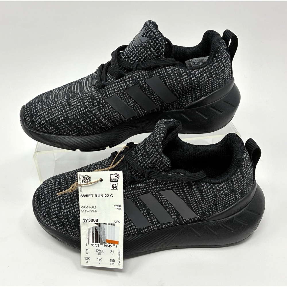 Adidas Swift Run 22 Athletic Shoe - Little Kid 13k Dark Gray/Black Knit Sneaker